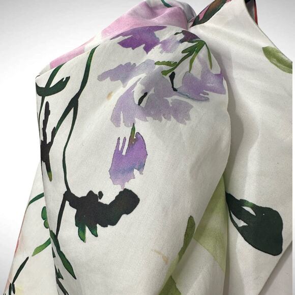 Aje Drift Puff Sleeve Cotton Mini Dress 6 AU 10 White Watercolor Garden Floral - Picture 10 of 14